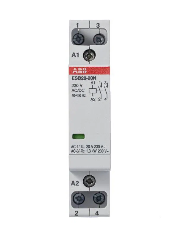 Contactor ESB20-20N-06 modular (20A AC-1 2NO) coil 230V AC/DC ABB 1SBE121111R0620