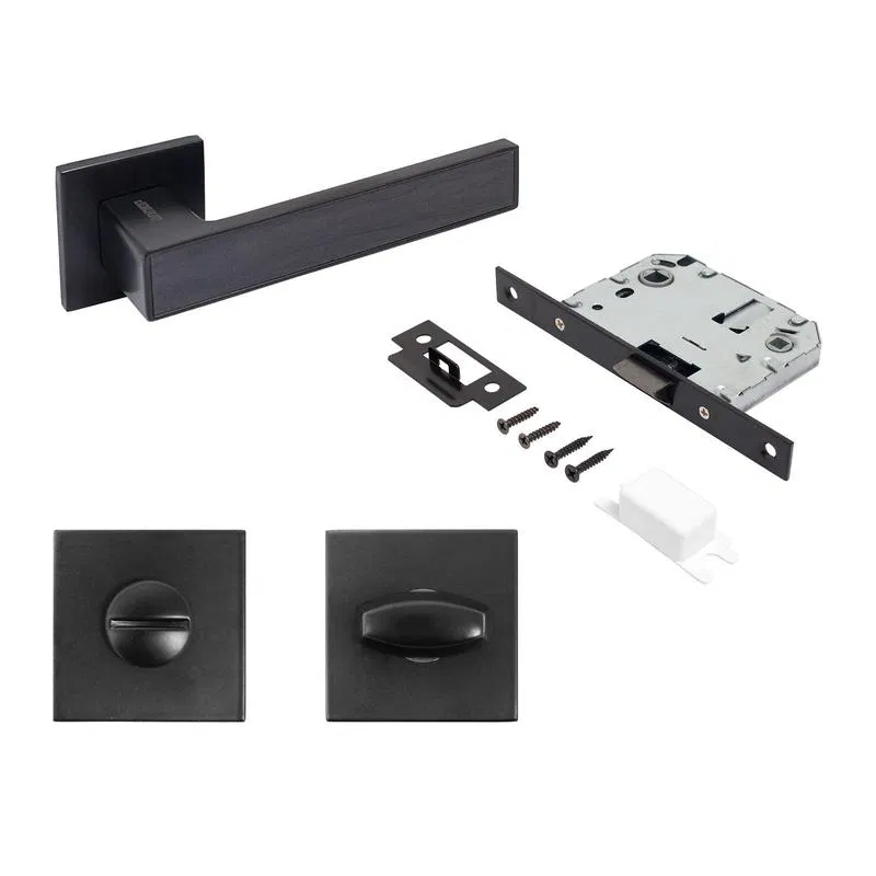 Комплект ручка и защ с фикс АРТ "ЛАНА" BL/BL +L7050S BL+BK-S2 BL(86150/S7050) матов. черн. Аллюр 15 710
