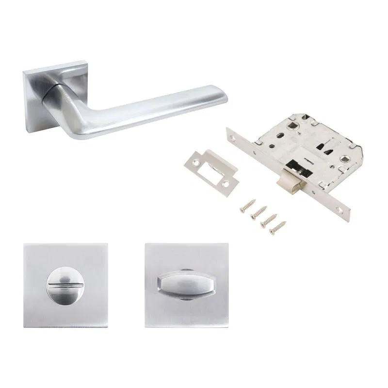 Комплект ручка и защ с фикс АРТ "ТИНА" SC+L7050S SC+BK-S2 SC (8890/S7050) матов. хром Аллюр 15 720