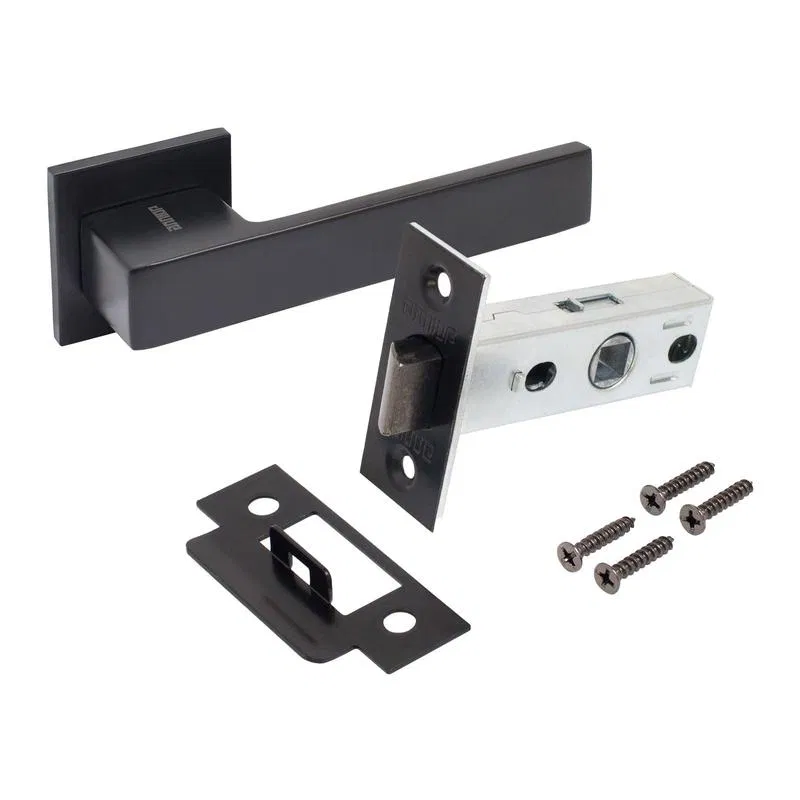 Комплект ручка и защелка АРТ "РИНГО" BL+L45-8 BL (83150/S45) матов. черн. Аллюр 15 723