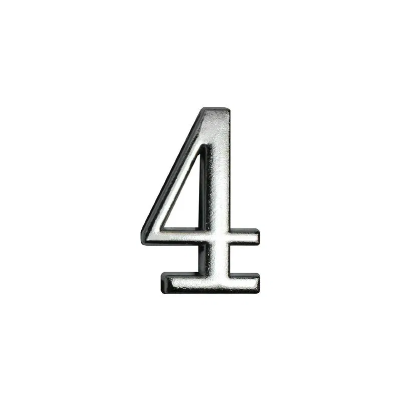 Цифра дверная "4" на клеевой основе хром Аллюр 5 070