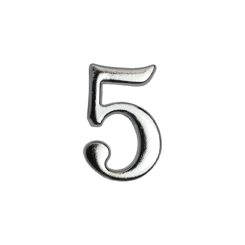Цифра дверная "5" на клеевой основе хром Аллюр 5 073