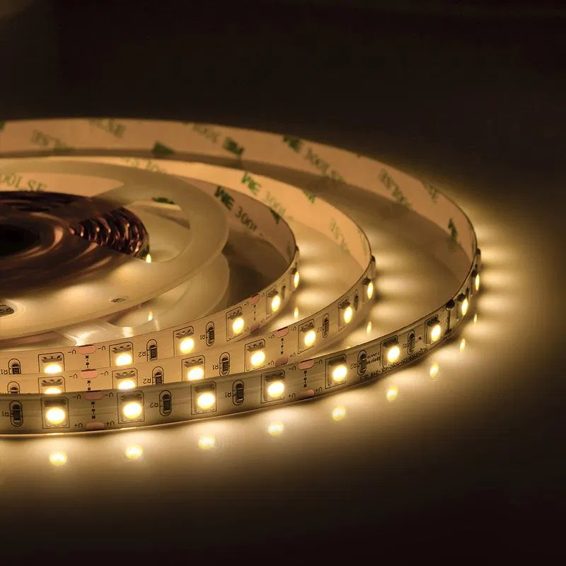 Лента светодиодная 12В СТ 14.4Вт/м smd5050 60диод/м IP20 700лм/м 10мм тепл бел. 3000К (уп.5м) Apeyron 00-16