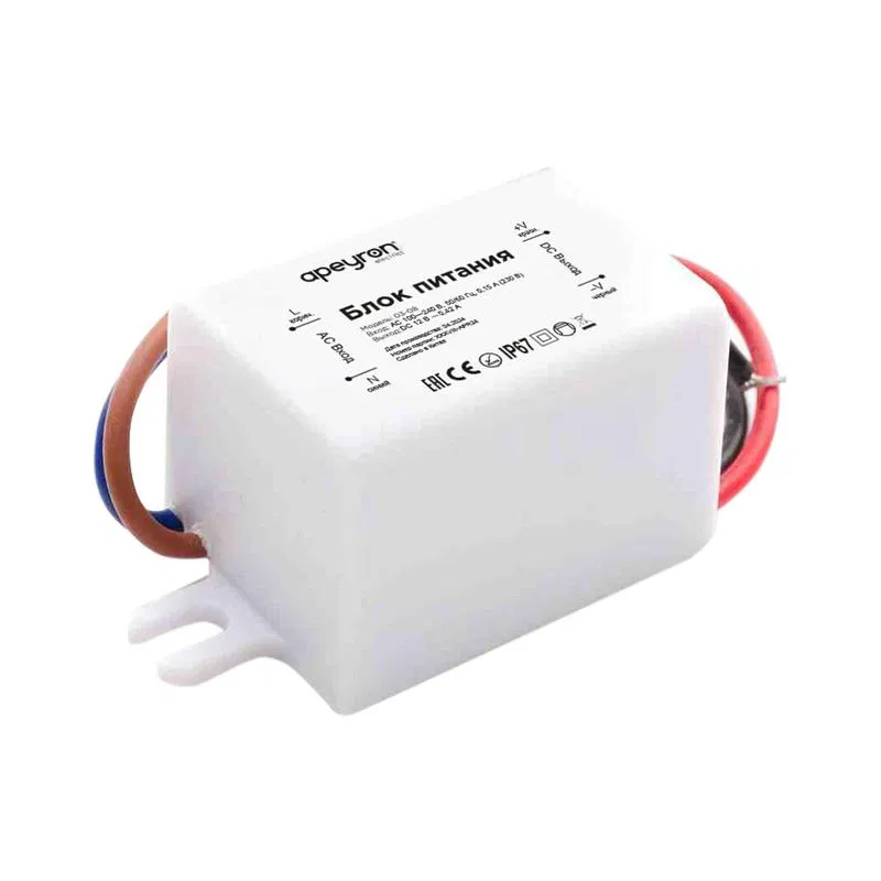 电源适配器 12V 5W IP67 0.42A 55x26.5x23mm 塑料 Apeyron 03-08