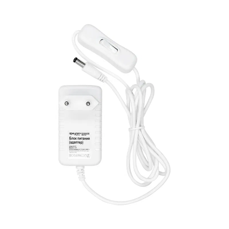 Power supply (adapter) 24V 12W 110-240V 0.5A IP44 75x40x23mm connector 2.5x5.5mm Apeyron 03-151