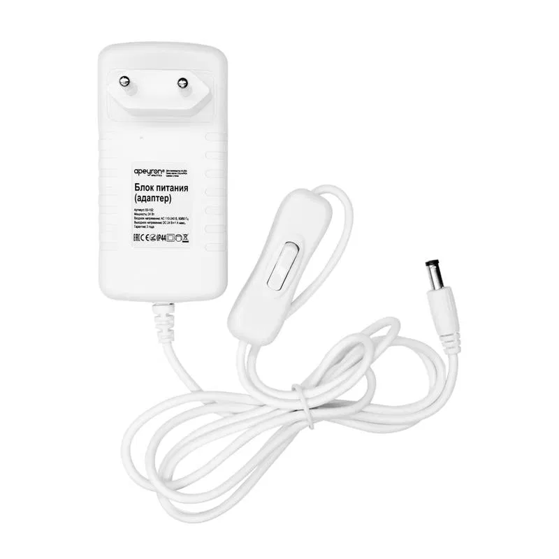 电源适配器 24V 24W 110-240V 1A IP44 93x46x34mm 连接器 2.5x5.5mm Apeyron 03-152