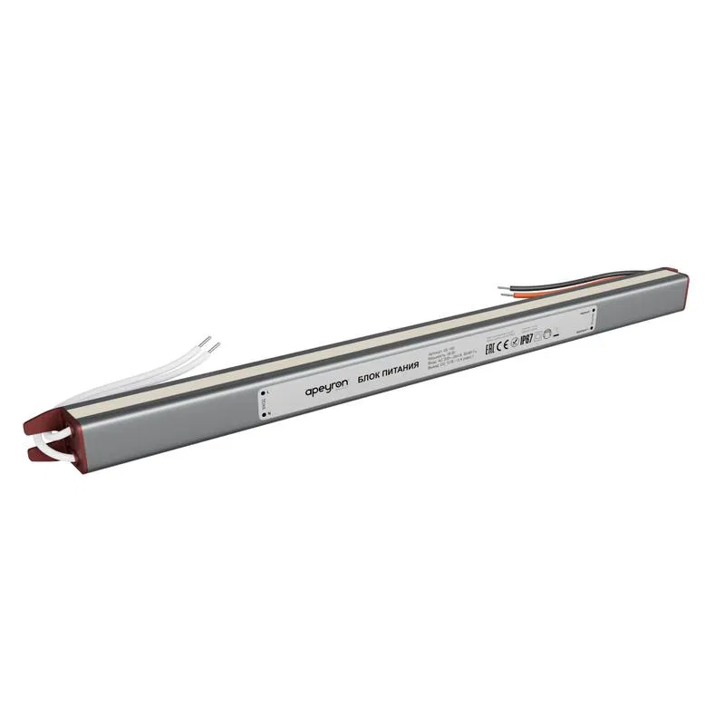 电源适配器 12V 36W 200-264V 3A IP67 铝制 282x18x15mm 超薄 Apeyron 03-180