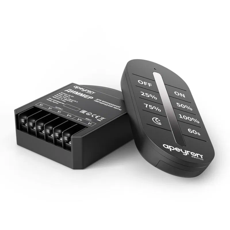 Диммер 12/24В 288/576Вт 3 канала 24А IP20 ПДУ RF сенсорный для монохромной светодиодной ленты Apeyron 04-101