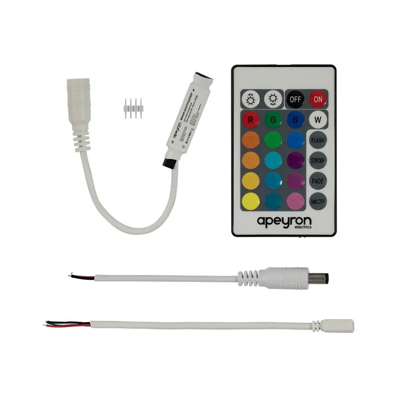 Mini RGB controller 12/24V 72/144W IR remote button Apeyron 04-15