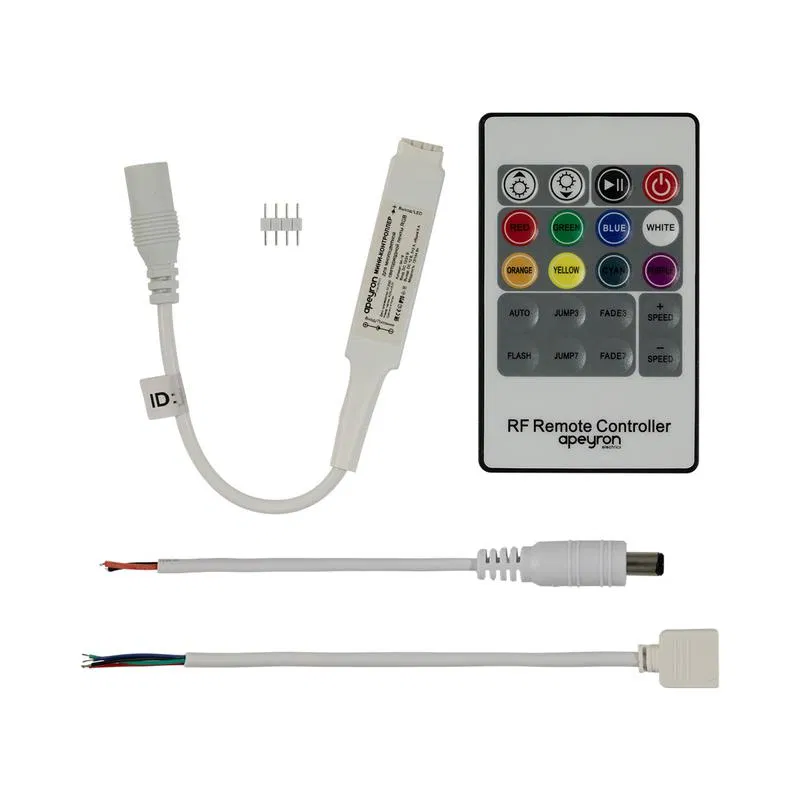 Mini RGB controller 12/24V 72/144W 3 channels 2 A RF remote button RU 50x13x4mm Apeyron 04-18