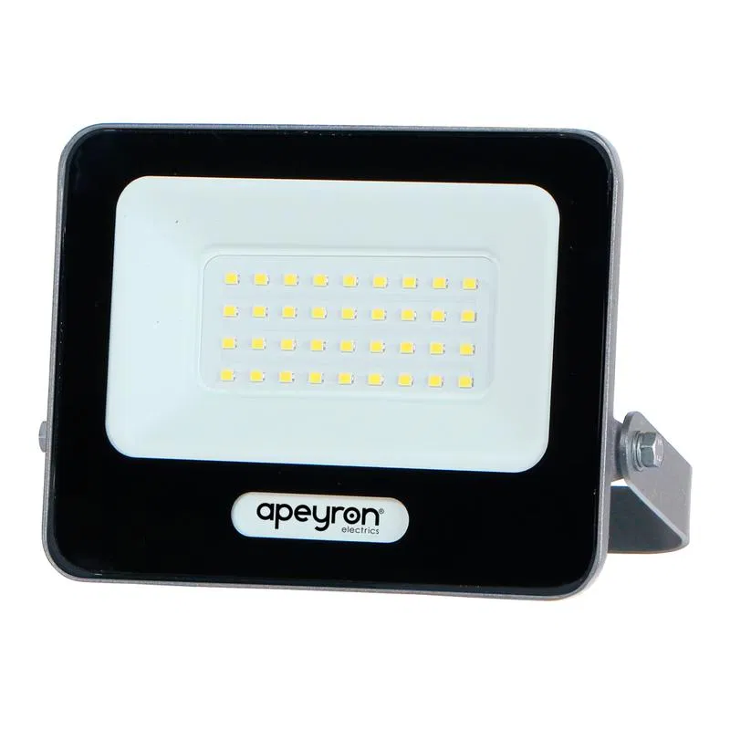LED 投光灯 30W 6500K IP65 3600lm 230V/50Hz 147x30x114mm 铝制 灰色 Apeyron 05-46