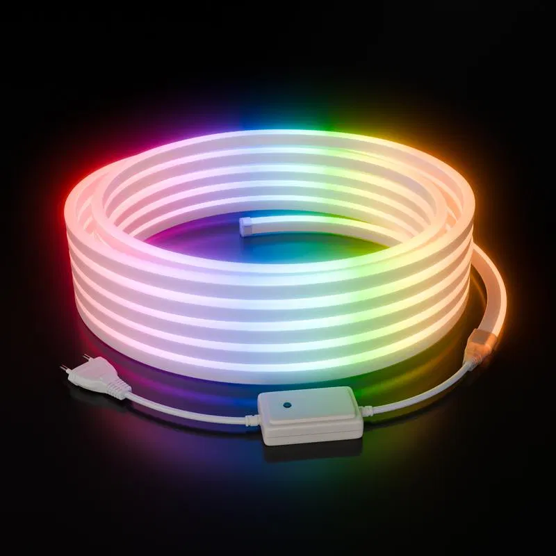 Комплект светодиодного НЕОНА 220В 6Вт/м RGB smd5050 80д/м 10х18мм IP65 (уп.10м) Apeyron 10-108
