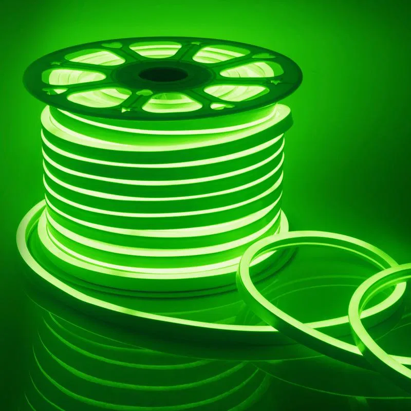 LED neon mini 220V 5.5W/m smd2835 120led/m IP65 8x16mm green (шнур-03-116) (pack 50m) Apeyron 17-37