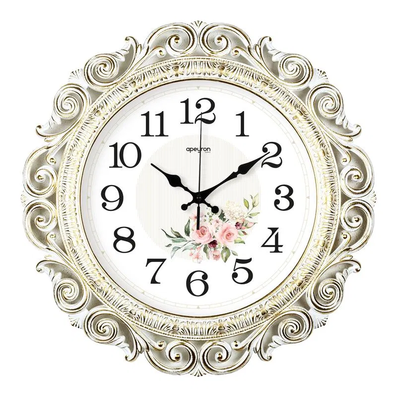 Wall clock round Arabic dial d40.5cm silent mechanism with smooth movement (1xAA not included) plastic gold patina Apeyron PL2209-263