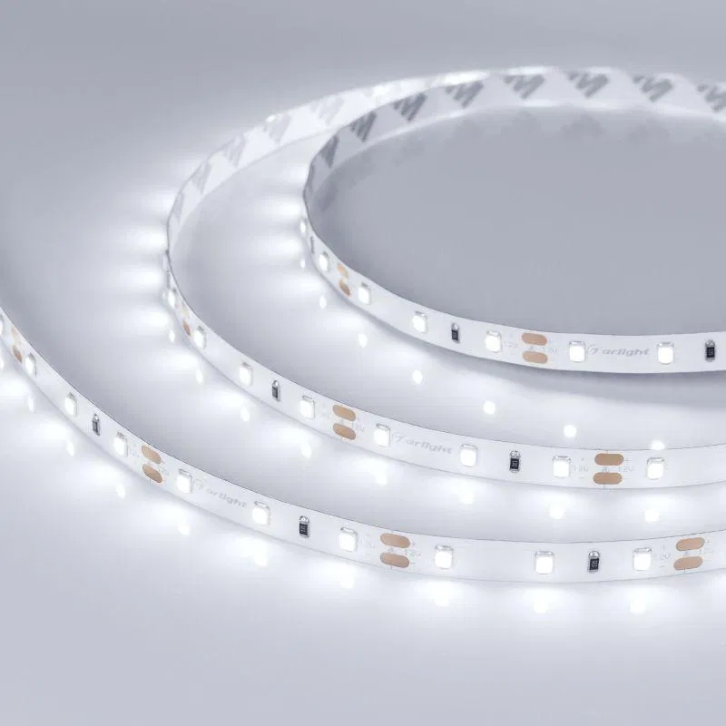 Лента светодиодная RT-A60-8mm 12V White 6000К 4.8Вт/м IP20 2835 (уп.5м) Arlight 010522(2)