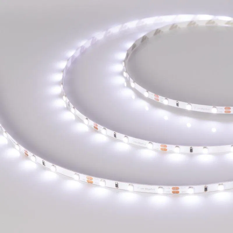 Лента светодиодная RT-A60-5mm 12V Cool 15000К 4.8Вт/м IP20 2835 (уп.5м) Arlight 015215(2)