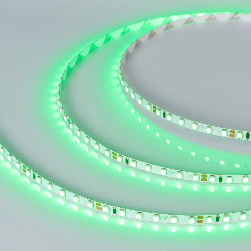Лента светодиодная RT-A120-5mm 24V Green 9.6Вт/м IP20 2835 узкая (уп.5м) Arlight 015663(2)