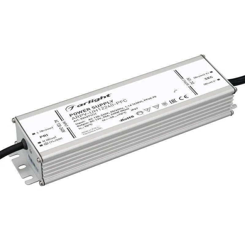 Блок питания ARPV-UH12240-PFC 12В 20.0А 240Вт IP67 металл Arlight 024271(1)