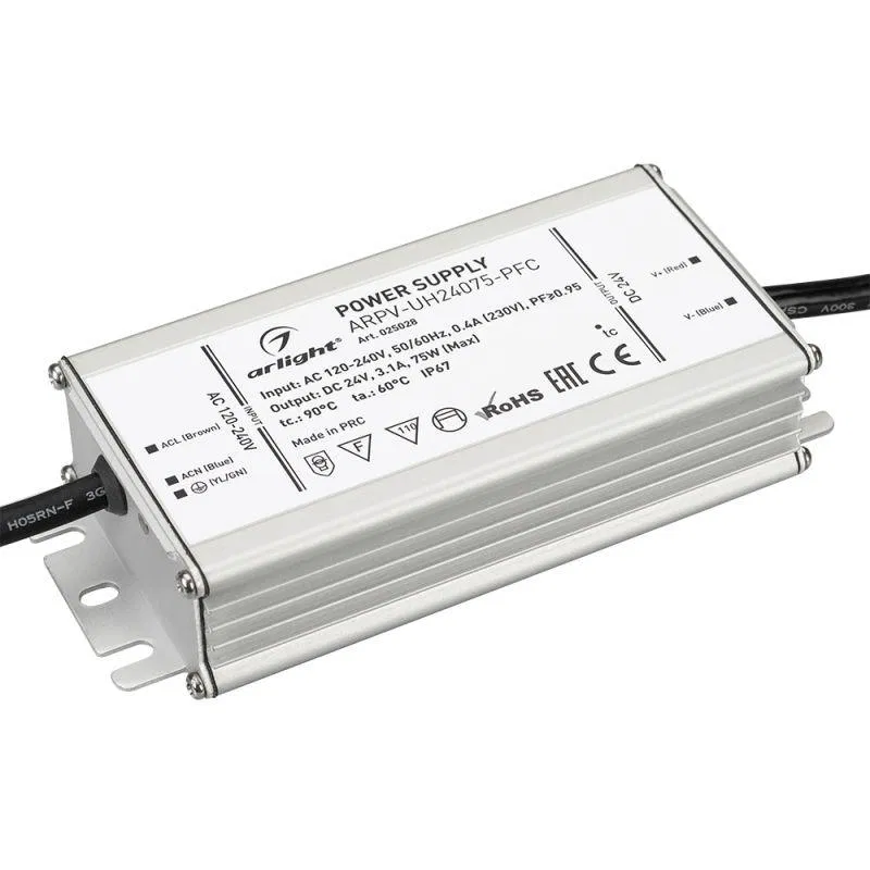 Блок питания ARPV-UH24075-PFC (24В 3.1А 75Вт) (IP67 металл) Arlight 025028