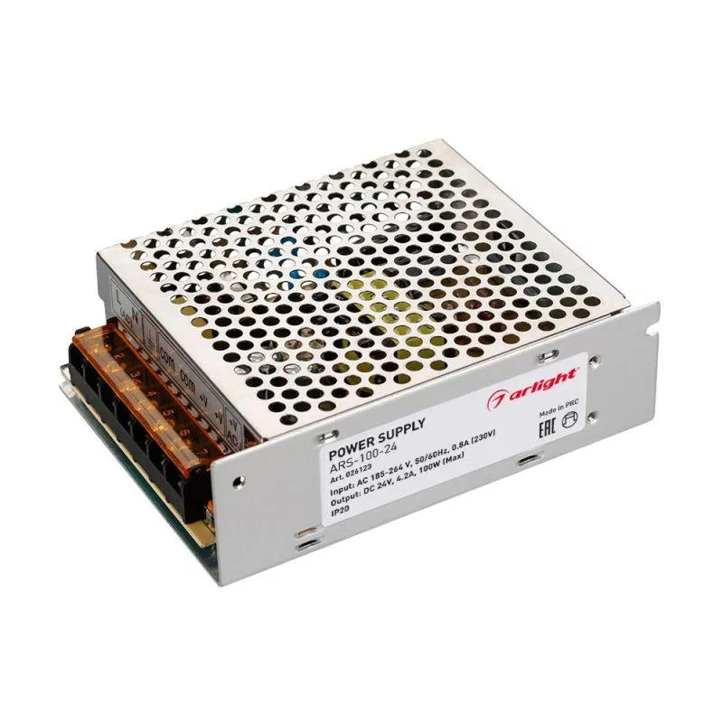 电源适配器 ARS-100-24 24V 4.2A 100W IP20 网罩 2年 Arlight 026123