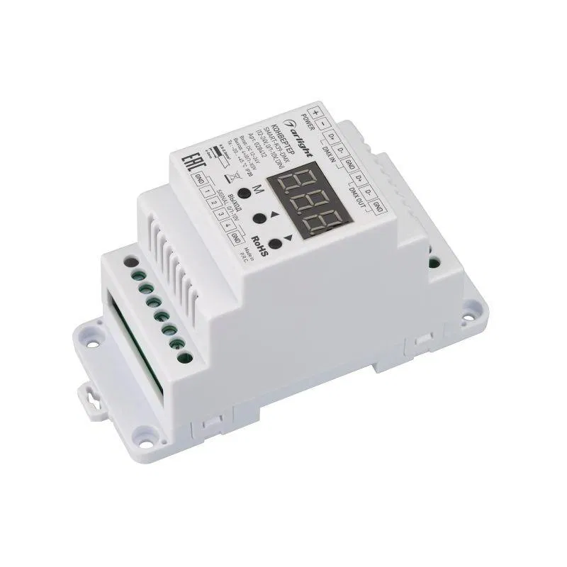 Конвертер SMART-K39-DMX (12-24В 0/1-10V DIN) металл Arlight 028412