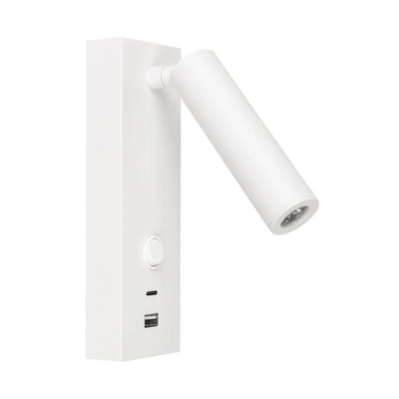 Светильник светодиодный SP-BED-CHARGE-S60x125-3W Warm3000 (WH 20 deg 230В USB-A USB-C) IP20 металл Arlight 031394(1)