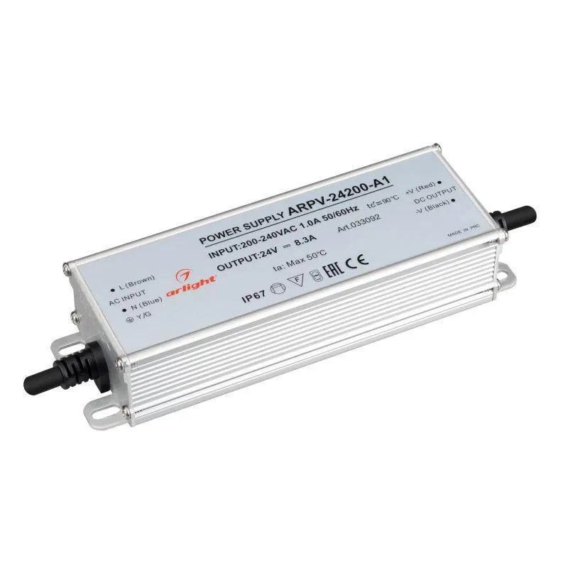电源适配器 ARPV-24200-A1 24V 8.3A 200W IP67 金属 3年 Arlight 033092