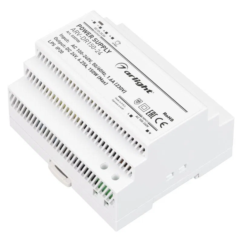 电源适配器 ARV-DR150-24 150W 24V 6.25A IP20 DIN导轨 Arlight 035700
