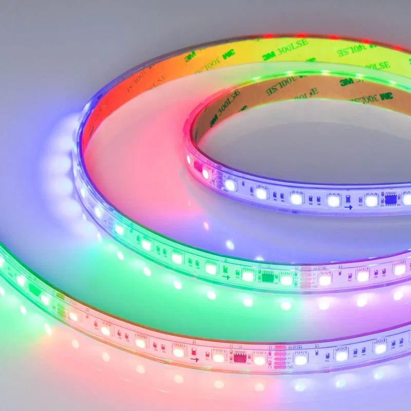 Лента светодиодная DMX-PS-B60-15mm 24V RGB-PX6 15Вт/м IP67 5060 герметичная бегущий огонь (уп.5м) Arlight 037090