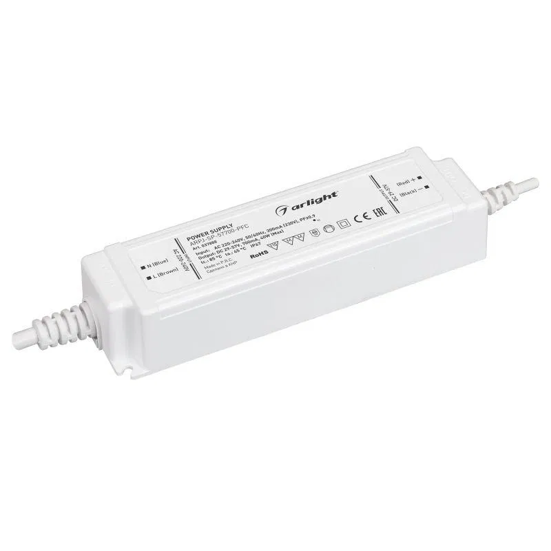 Блок питания ARPJ-SP-57700-PFC 40Вт 29-57В 0.7А IP67 пластик Arlight 037888