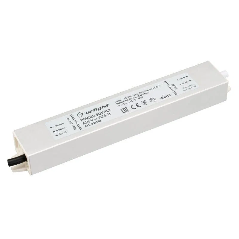 Power supply ARPV-05025-B 5V 5.0A 25W IP67 metal Arlight 038505