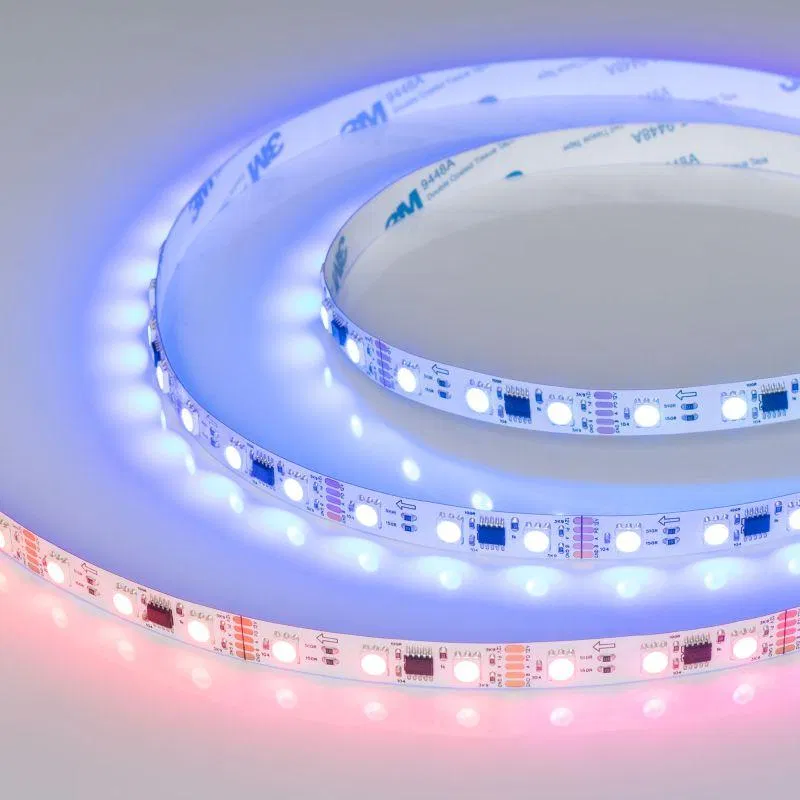 Лента светодиодная DMX-B60-10mm 12V RGB-PX3 14Вт/м IP20 5060 бегущий огонь (уп.5м) Arlight 039174