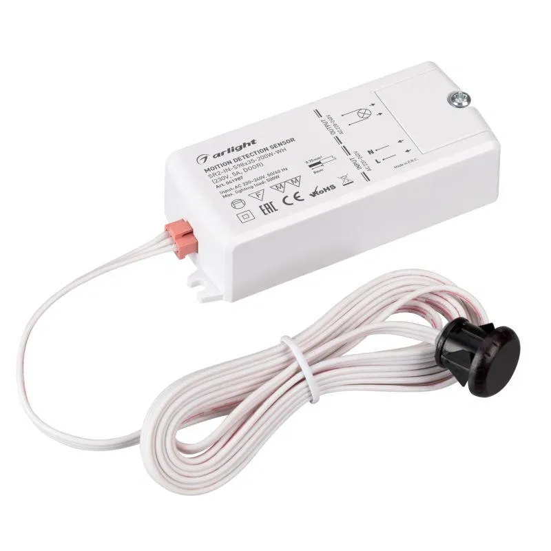 Датчик-ИК SR2-IN-S98x35-200W-WH 230В 5А DOOR IP20 пластик Arlight 041987
