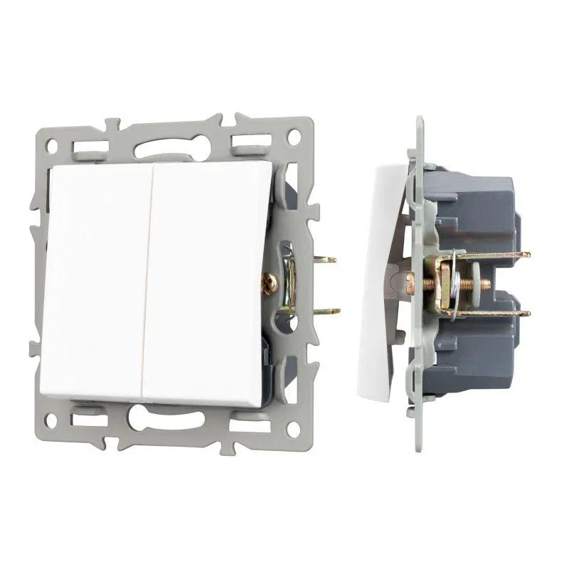 Механизм выключателя двухклавишный непроходной SWT-MK02-PL-WH (250В 16А) Arlight 043724