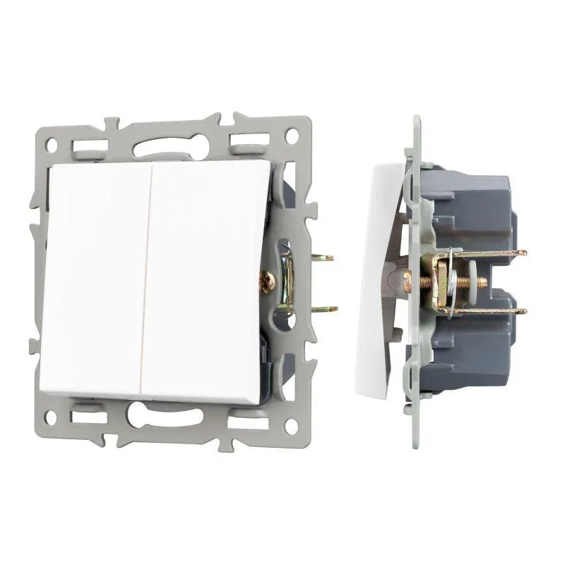 Механизм выключателя двухклавишный проходной SWT-MKP2-PL-WH (250В 16А) Arlight 043727