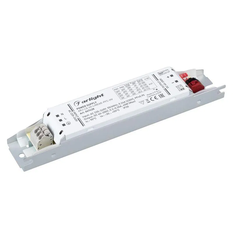 Блок питания ARJ-LG-40-LINEAR-PFC-HV (40Вт 40-200В 0.2-0.35А) (Arlight IP20 металл 5 лет) Arlight 047428
