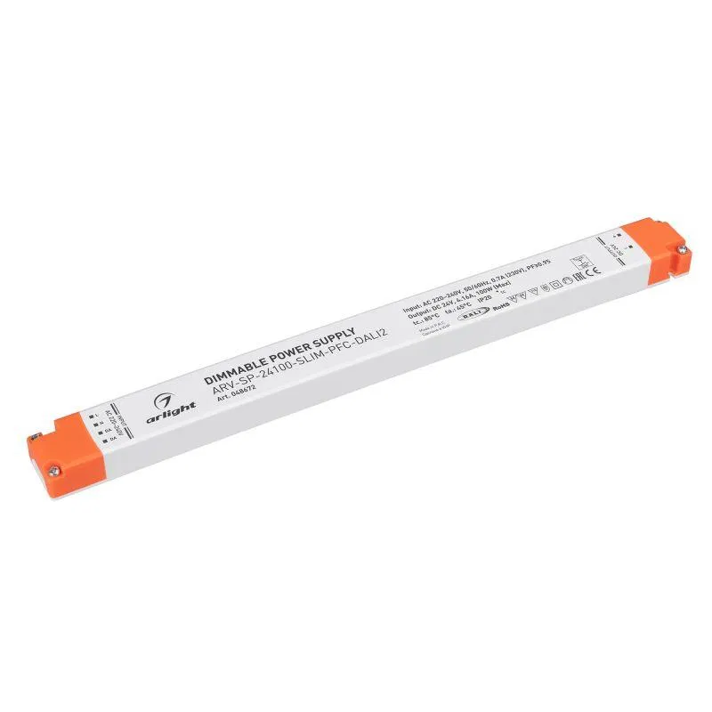Блок питания ARV-SP-24100-SLIM-PFC-DALI2 (24В 4.16А 100Вт) IP20 пластик Arlight 048672