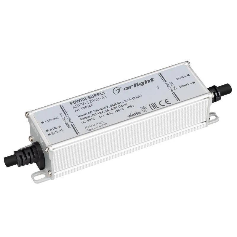 Блок питания ARPV-12060-A1 12В 5.0А 60Вт IP67 метал. Arlight 050769