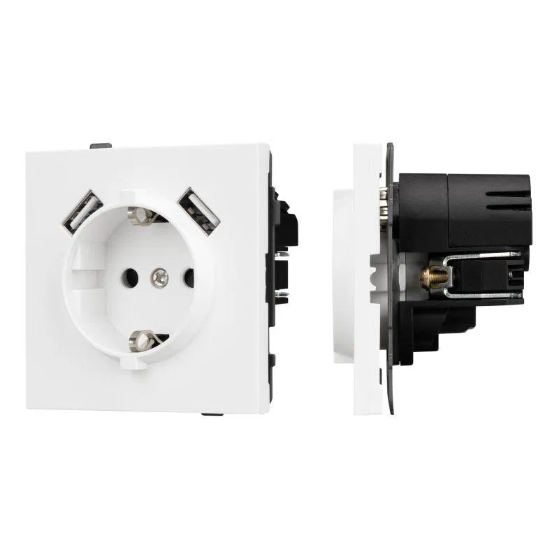 Розетка 1-м СП SCT-TENDO-MUAA-PL-WH 16А IP20 230В с USB зарядкой механизм Arlight 054082