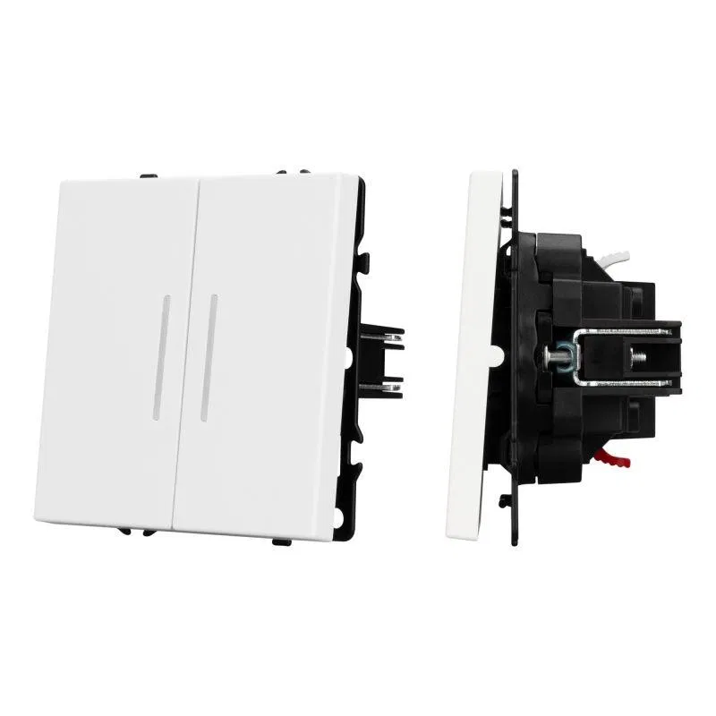 Выключатель проходной ARL NOBE 2 кл подсветка софт-тач бел. кварц SWT-MKP2-SFPL-L-WH (250В 10А) Arlight 054240(1)