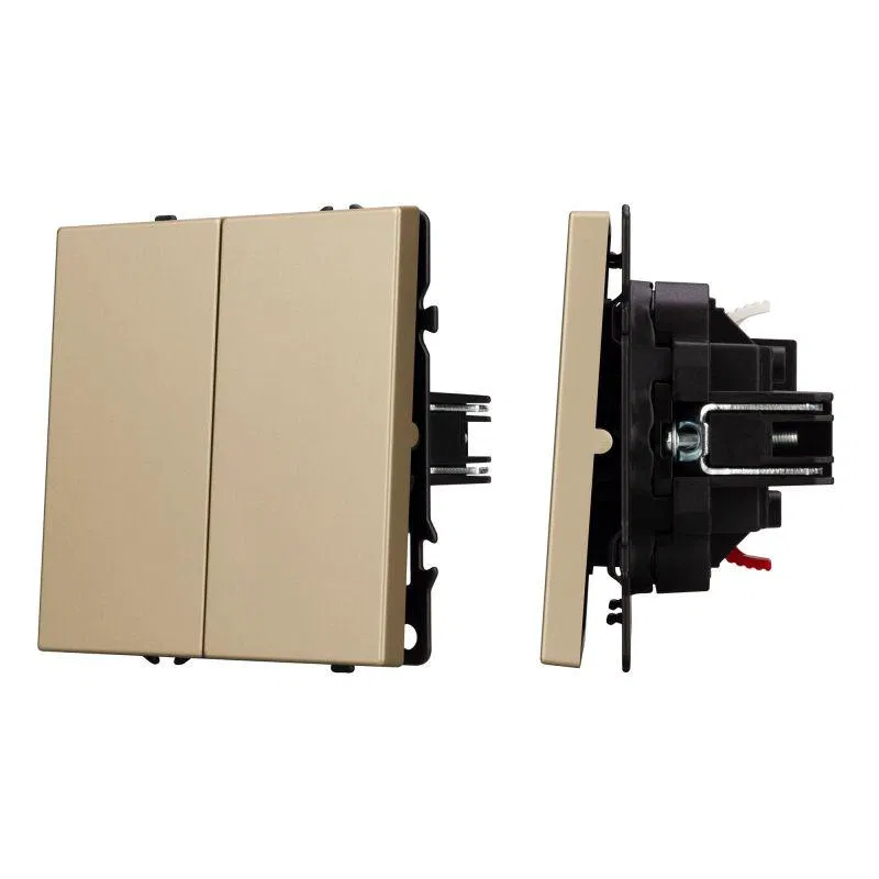 双按键非通路开关机构 SWT-NOBE-MK02-SFPL-GD (230V 10A) 沙黄色 Arlight 054253