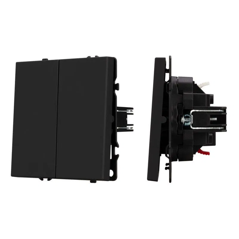 Выключатель проходной ARL NOBE 2 кл софт-тач черн. оникс SWT-MKP2-SFPL-BK (250В 10А) Arlight 054255(1)