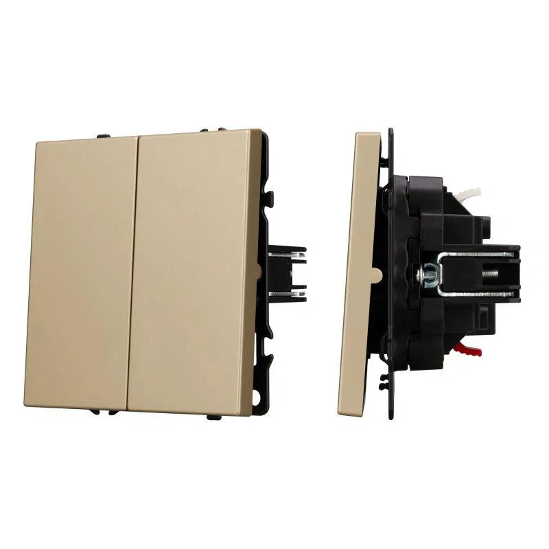 Выключатель проходной ARL NOBE 2 кл софт-тач зол. песок SWT-MKP2-SFPL-GD (250В 10А) Arlight 054256(1)
