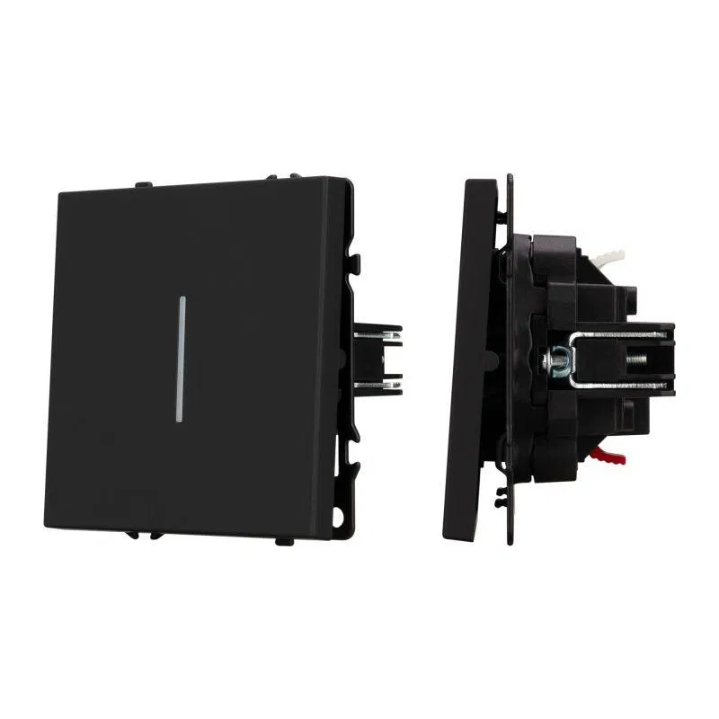 Two-way switch 1cl ARL NOBE soft-touch backlight SWT-MKP1-SFPL-L-BK 250V 10A onyx black Arlight 054261(1)