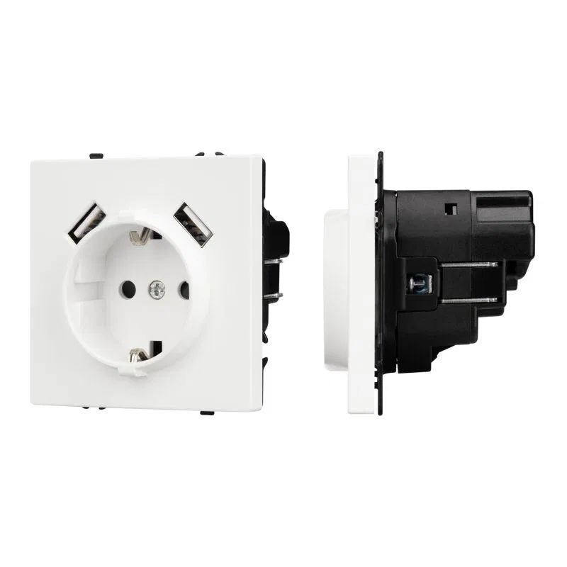 Розетка зк ARL NOBE со шторками с USB тип А+А софт-тач бел. кварц SCT-MUAA-SFPL-WH (250В 16А) Arlight 054288(1)