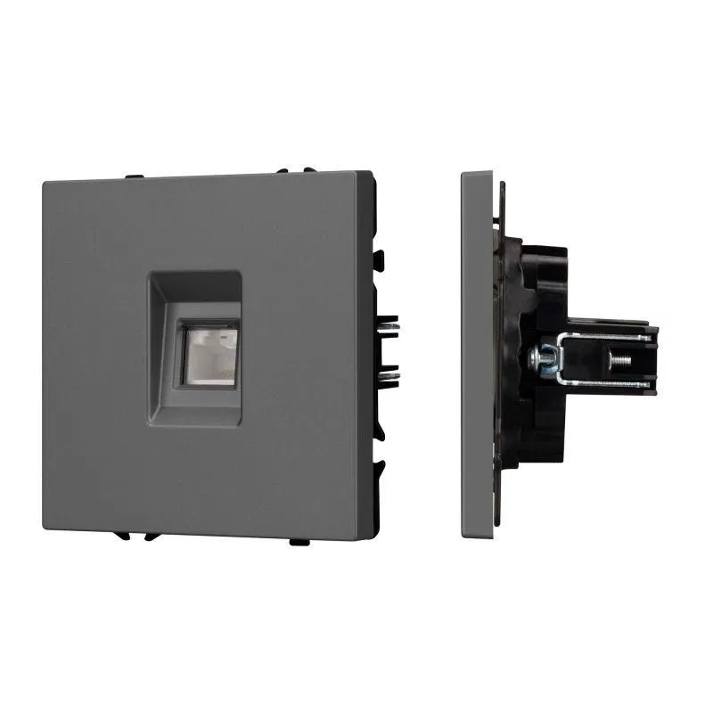 Розетка компьютерная ARL NOBE софт-тач сер. базальт SCT-MPC1-SFPL-GR (RJ-45 CAT6) Arlight 054307(1)