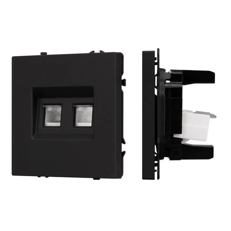 Механизм сдвоенной телефонной розетки SCT-NOBE-MTL2-SFPL-BK (RJ-11 4C) черн. оникс Arlight 054309