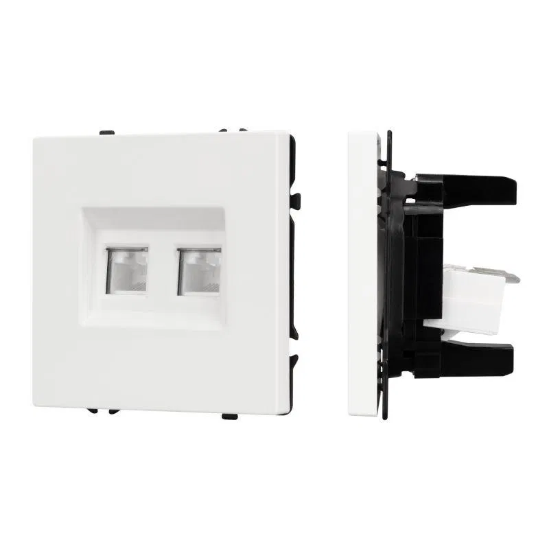 Double computer socket ARL NOBE soft-touch white quartz SCT-MPC2-SFPL-WH (2xRJ-45 CAT6) Arlight 054312(1)