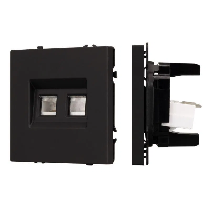 Double computer socket ARL NOBE soft-touch black onyx SCT-MPC2-SFPL-BK (2xRJ-45 CAT6) Arlight 054313(1)