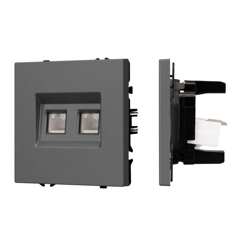 Double computer socket ARL NOBE soft-touch basalt SCT-MPC2-SFPL-GR (2xRJ-45 CAT6) Arlight 054315(1)